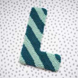 Aqua & Teal Stripe Custom Letter Nursery Wall Hanging - thumbnail 2