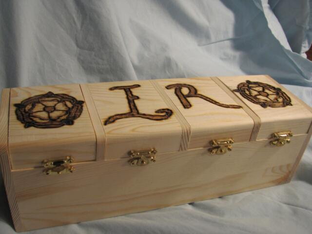 Tudor Rose Wooden Box Wood Burning - image 1