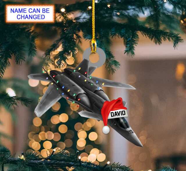 Custom Name Combat Aircrafts Personalized Ornament, Christmas Tree Hanging Decor, Flat 2D Airplane Gift Idea - image 1