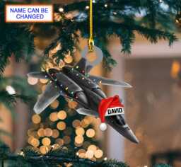 Custom Name Combat Aircrafts Personalized Ornament, Christmas Tree Hanging Decor, Flat 2D Airplane Gift Idea - thumbnail 1