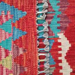 Multicolour Runner Rug, Handmade Artisan Afghan Turkish Scandinavian Navajo Bohemian Flatweave Wool Kilim Rug 196x64 cm - thumbnail 3