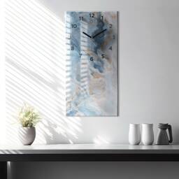 Marble Pattern Modern Wall Clock, Blue Tempered Glass Abstraction Personalized Clock - thumbnail 2
