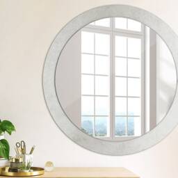 Concrete Texture, White, Round Mirror Frame, Wedding Gift, Decorative Wall, Bathroom - thumbnail 2
