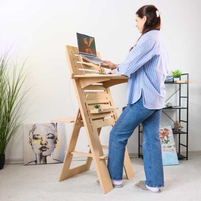 Plywood Standing Desk Adjustable Height, Ergonomic Artist Easel Workstation - image 1