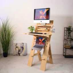 Plywood Standing Desk Adjustable Height, Ergonomic Artist Easel Workstation - thumbnail 2