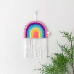 Pastel Rainbow Felt Dreamcatcher - Nursery Wall Hanging - thumbnail 3