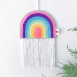 Pastel Rainbow Felt Dreamcatcher - Nursery Wall Hanging - thumbnail 4