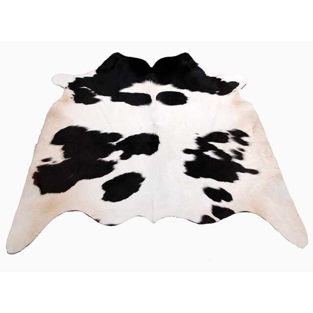 Authentic Black & White Cowhide Rug - Medium Natural Leather Skin For Elegant Interiors - 46x46 Inches - image 1
