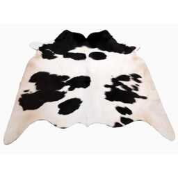Authentic Black & White Cowhide Rug - Medium Natural Leather Skin For Elegant Interiors - 46x46 Inches - thumbnail 1