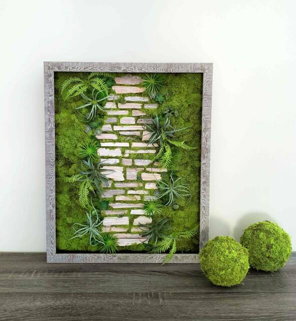 Moss Wall Art, Greenery Hanging Wall Garden, 21.5x17.5 - image 1