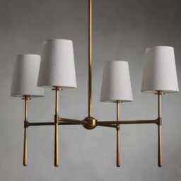 1950's Mid Century Brass Rhodes 4 Light Chandelier Sputnik Italian Ceiling Curved Arms Starburst Pendent - thumbnail 2