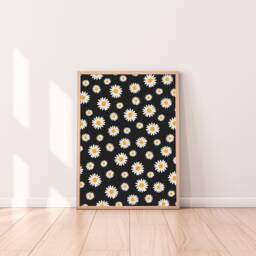 Cute Daisy Print - Flower Print, Retro Wall Art, Minimalist Prints, Living Room Bedroom Home Decor, Boho Style, Colourful Art - thumbnail 1