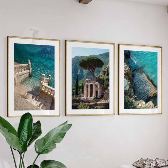 Italy Set Of 3 Wall Art Travel Poster, Art, Home Decor, Photography Mediterranean Coastal Gift - image 1
