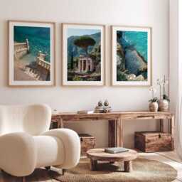 Italy Set Of 3 Wall Art Travel Poster, Art, Home Decor, Photography Mediterranean Coastal Gift - thumbnail 2