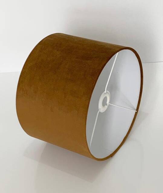 New High Quality Upholstery Velvet Fabric Lamp Shade Pendant Light Drum Shape Old Gold Colour - image 1