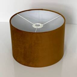 New High Quality Upholstery Velvet Fabric Lamp Shade Pendant Light Drum Shape Old Gold Colour - thumbnail 2