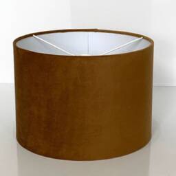 New High Quality Upholstery Velvet Fabric Lamp Shade Pendant Light Drum Shape Old Gold Colour - thumbnail 3