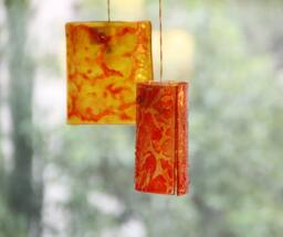 Fused Glass Pendant Lights Crackle Effect Chandelier Lighting - thumbnail 1