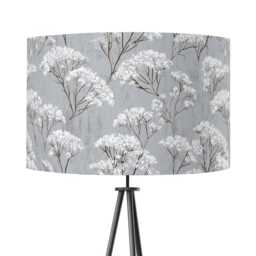 Grey Cow Parsley Delicate Print Velvet Lampshade 25cm 30cm 35cm 40cm 45cm - Drum Lamp Shade Handmade Home Decor Ceiling Floral - thumbnail 1