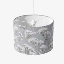 Grey Cow Parsley Delicate Print Velvet Lampshade 25cm 30cm 35cm 40cm 45cm - Drum Lamp Shade Handmade Home Decor Ceiling Floral - thumbnail 2
