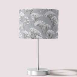 Grey Cow Parsley Delicate Print Velvet Lampshade 25cm 30cm 35cm 40cm 45cm - Drum Lamp Shade Handmade Home Decor Ceiling Floral - thumbnail 3