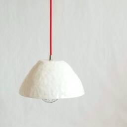 Mushroom Pendant Light. White With Red Plug-In Cord - thumbnail 2