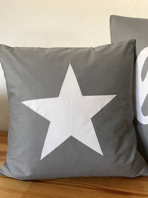 Country Style Cushion Cover, Throw Pillow Star Gray/White 50x50cm - image 1