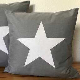 Country Style Cushion Cover, Throw Pillow Star Gray/White 50x50cm - thumbnail 2
