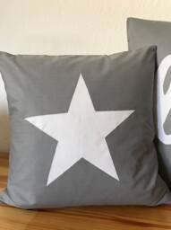 Country Style Cushion Cover, Throw Pillow Star Gray/White 50x50cm - thumbnail 1
