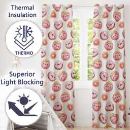 Cute Kawaii Donuts With Pink Icing Cream Background Seamless Pattern Readymade Eyelet Ring Top Thermal 100% Blackout Curtains - thumbnail 3