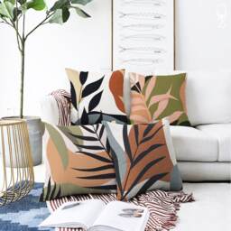Colourful Leaves Cushion Covers 4 Designs - Double Sided Printing On The Soft Chenille With Different Sizes, Oeko-Tex?? Home Decor Cushions - thumbnail 1