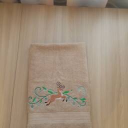 Beige Terry Towel With Embroidery Christmas Deer. A Gift For Your Friends - thumbnail 3