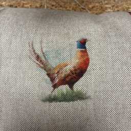 1 X Linen Look Pheasants Game Birds Countryside Print Cushion Cover - thumbnail 2