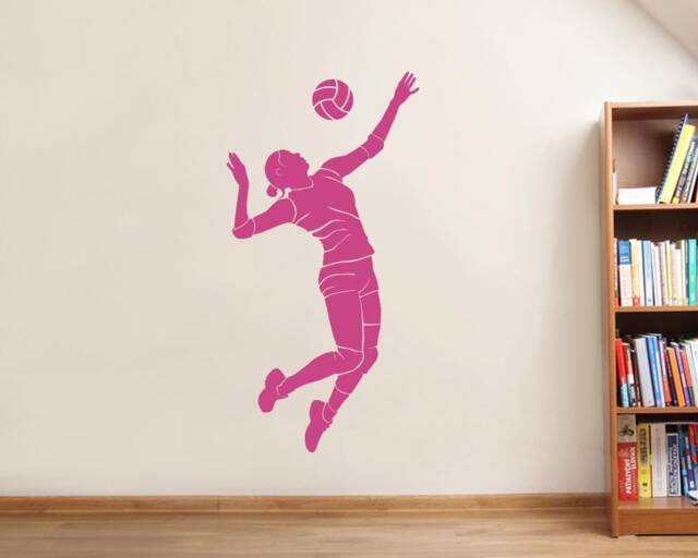 Volleyball Wall Decal For Girls Bedroom, Girl Volleyball Player Sticker Gift, Beach Sticker, Decor - image 1