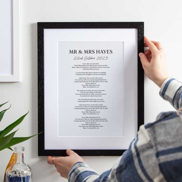 Wedding Vows Or Song Lyrics Cotton Anniversary Print - 2nd Gift For Coupes - image 1
