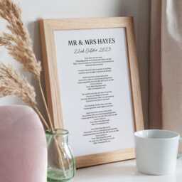 Wedding Vows Or Song Lyrics Cotton Anniversary Print - 2nd Gift For Coupes - thumbnail 2