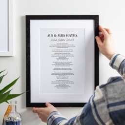 Wedding Vows Or Song Lyrics Cotton Anniversary Print - 2nd Gift For Coupes - thumbnail 1
