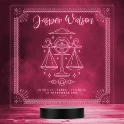 Zodiac Sign Libra Date Of Birth Personalised Gift Colour Change Led Night Light - thumbnail 1