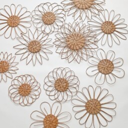Wicker Flower Wall Decor Hanging Nursery Decoration, Set Of 12 - thumbnail 3