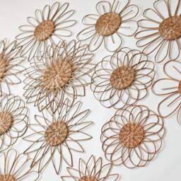Wicker Flower Wall Decor Hanging Nursery Decoration, Set Of 12 - thumbnail 4