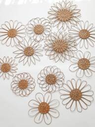 Wicker Flower Wall Decor Hanging Nursery Decoration, Set Of 12