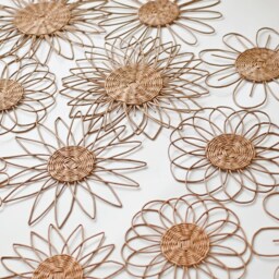 Wicker Flower Wall Decor Hanging Nursery Decoration, Set Of 12 - thumbnail 2