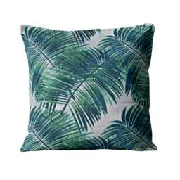Outdoor/Indoor Waterproof Cushion Cover, Teal Green Palms, Double Sided Water Resistant Polyester Mix Throw Pillow Home Decor - thumbnail 2