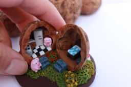 Polymer Clay Pig Miniature Walnut House Fairy House Gift