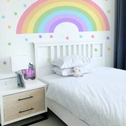 Large Pastel Rainbow Wall Decal Polka Dot Stickers, Kids Playroom - thumbnail 2