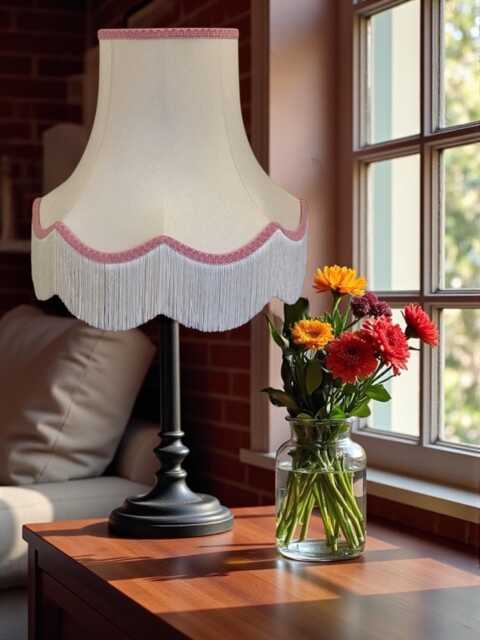 Traditional Cream Fabric Lampshade Handmade For Table & Floor Standard Lamp Bases, Wall Light Fixtures, Ceiling Fittings - image 1