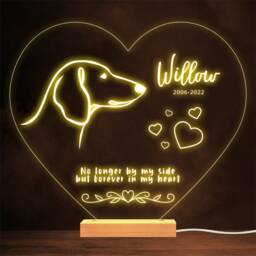 Dachshund Dog Memorial Pet Loss Forever in Personalised Gift Lamp Night Light