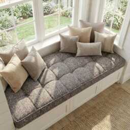 Custom Linen Bench Cushion, Washable Floor French Style Window Cushion - thumbnail 3