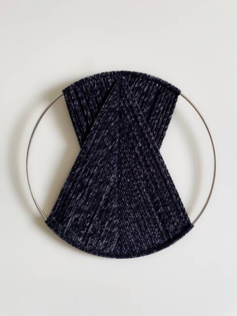 Dark Gray Velvet Yarn Hoop Wall Hanging, Boho Decor - image 1