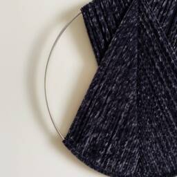Dark Gray Velvet Yarn Hoop Wall Hanging, Boho Decor - thumbnail 3